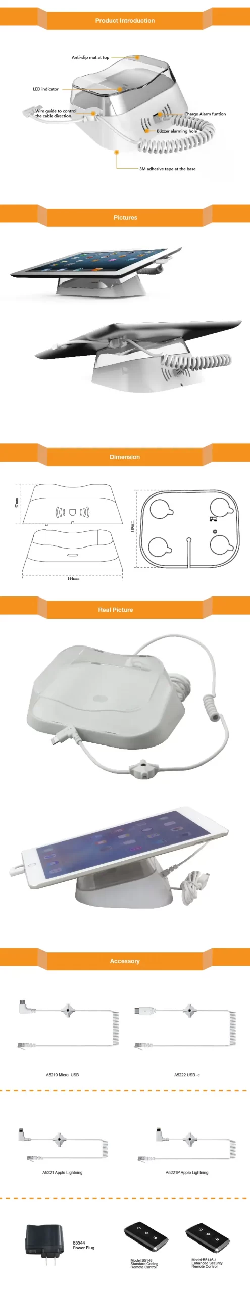 ZX2535 Acrylic tablet security stand