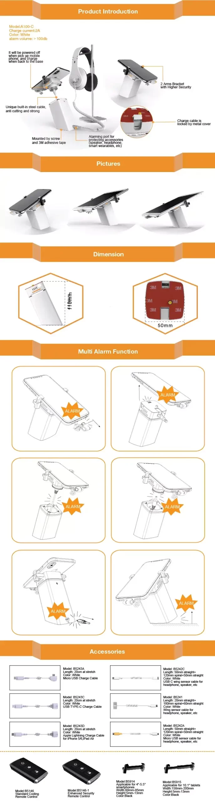 ZXA100-C Multi-function mobile phone anti-theft device