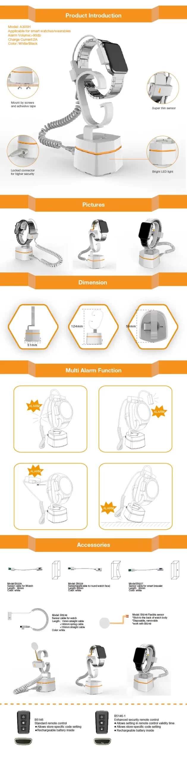 ZXA305 Smartwatch anti-theft security stand