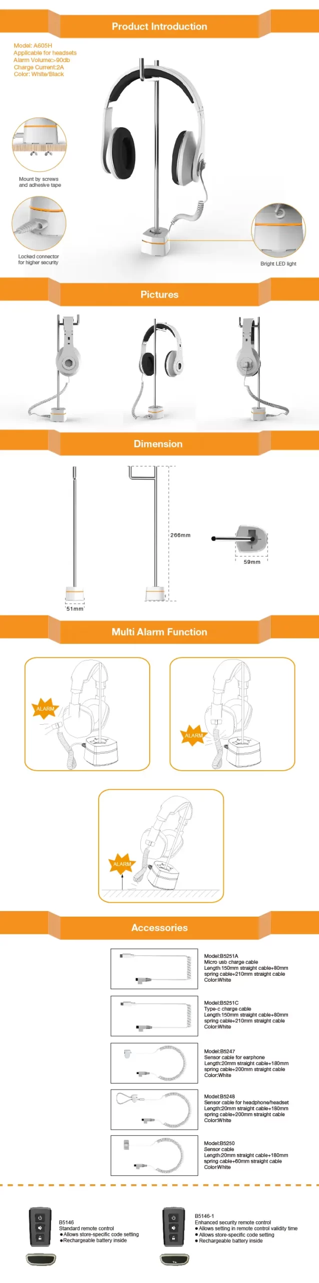 ZXA605H Headphone display security device