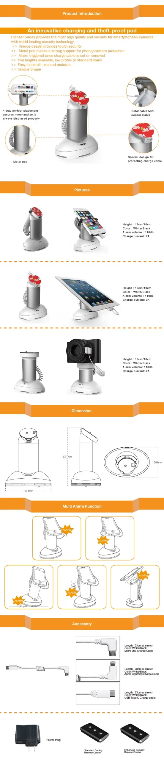 ZXSI101 Short Vertical mobile phone security device